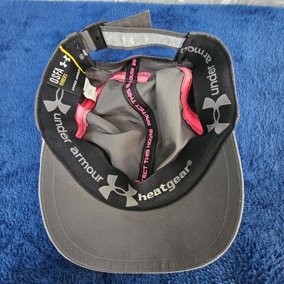 Under Armour Run Hat Women's OSFA Gray Pink Strapback Lightweight Running Casual - Picture 7 of 8